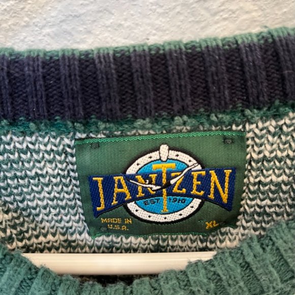 Vintage Jantzen Green Winter Patterned Sweater - Mens XL Crewneck - Picture 2 of 3